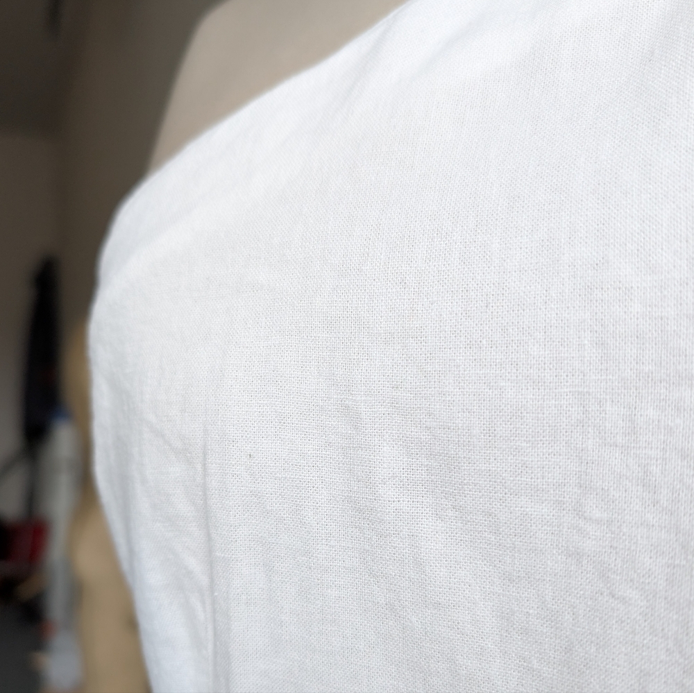 Linen White One-Shoulder Mini Dress - Picture 4 of 7